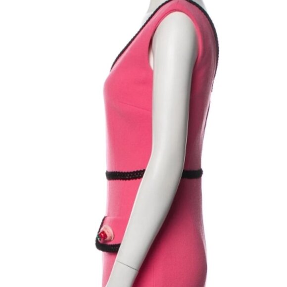 NWOT MOSCHINO Couture Contrast Embellished Appliqués Wool Pink Dress M $1695 - Picture 10 of 14